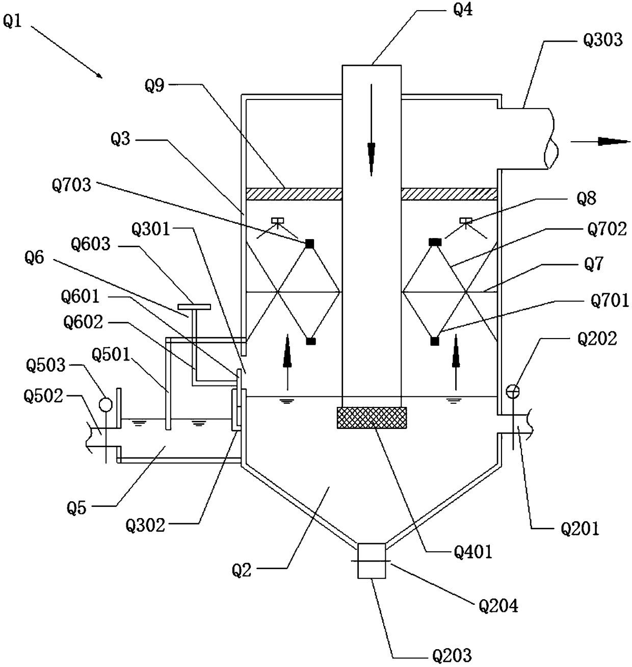 A water bath deduster, dedusting method, and quicklime digestion and dedusting device