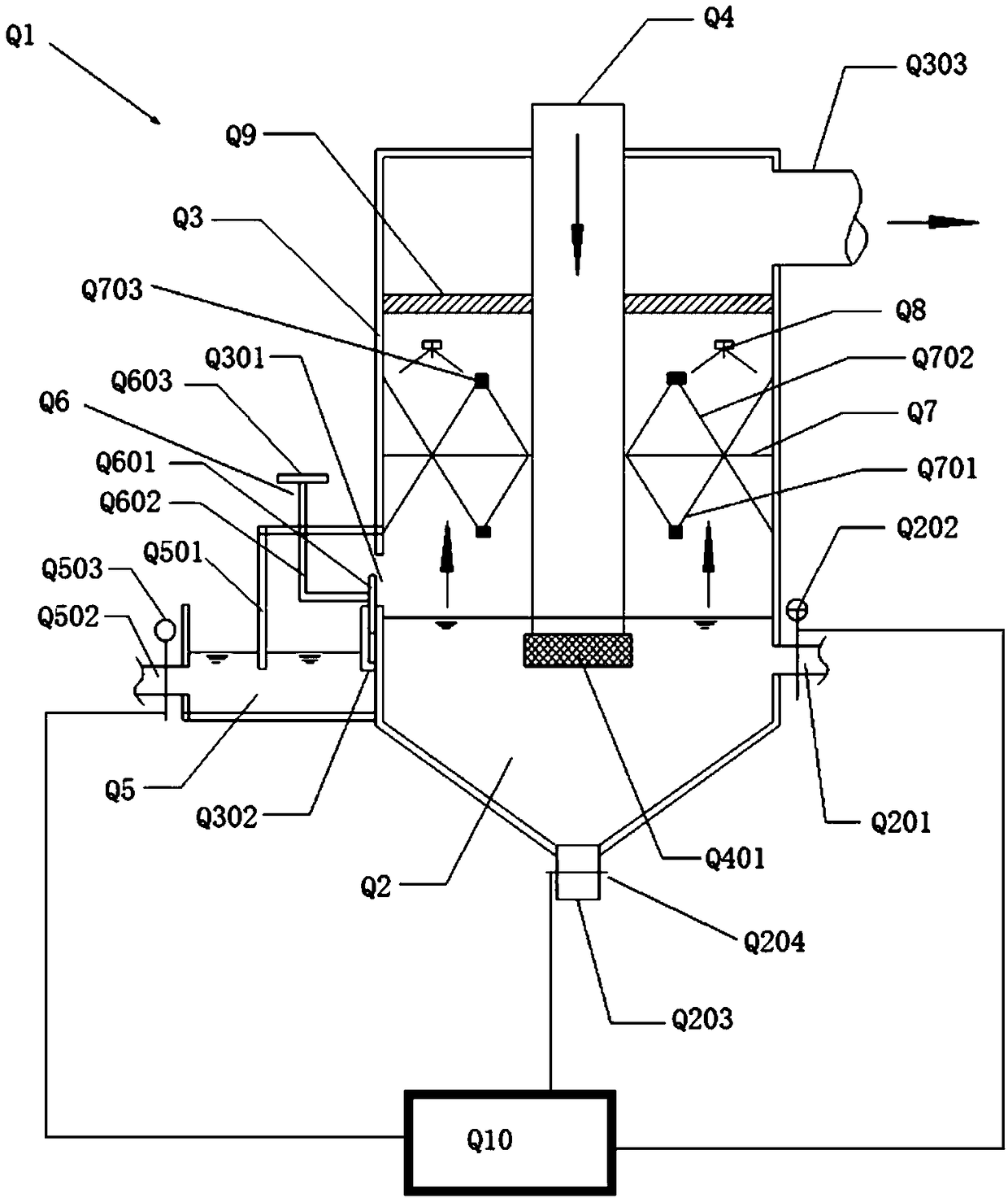 A water bath deduster, dedusting method, and quicklime digestion and dedusting device