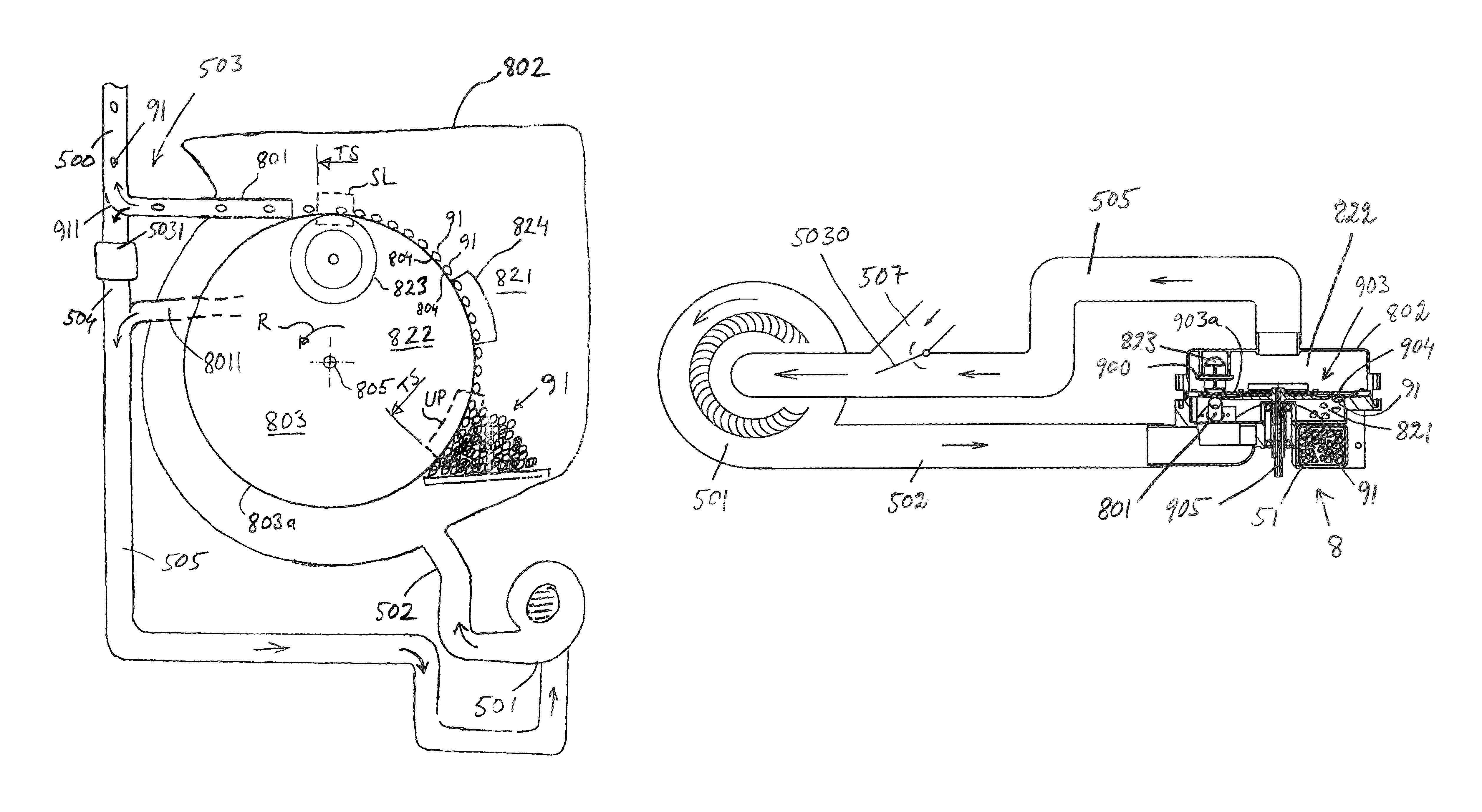 Arrangement for recycling air in an agriculture machine