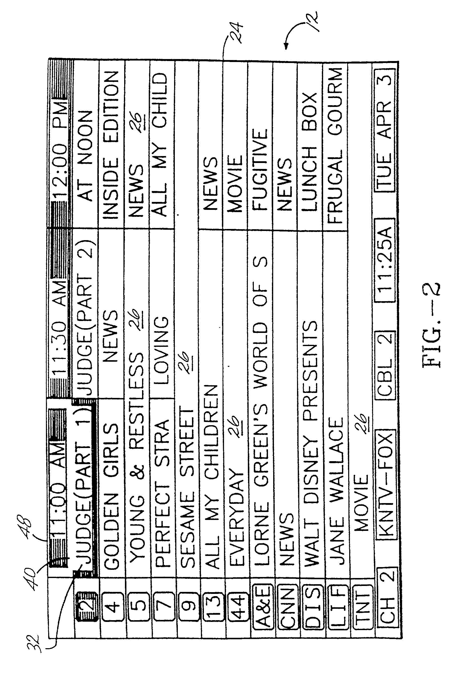 User interface for television schedule system