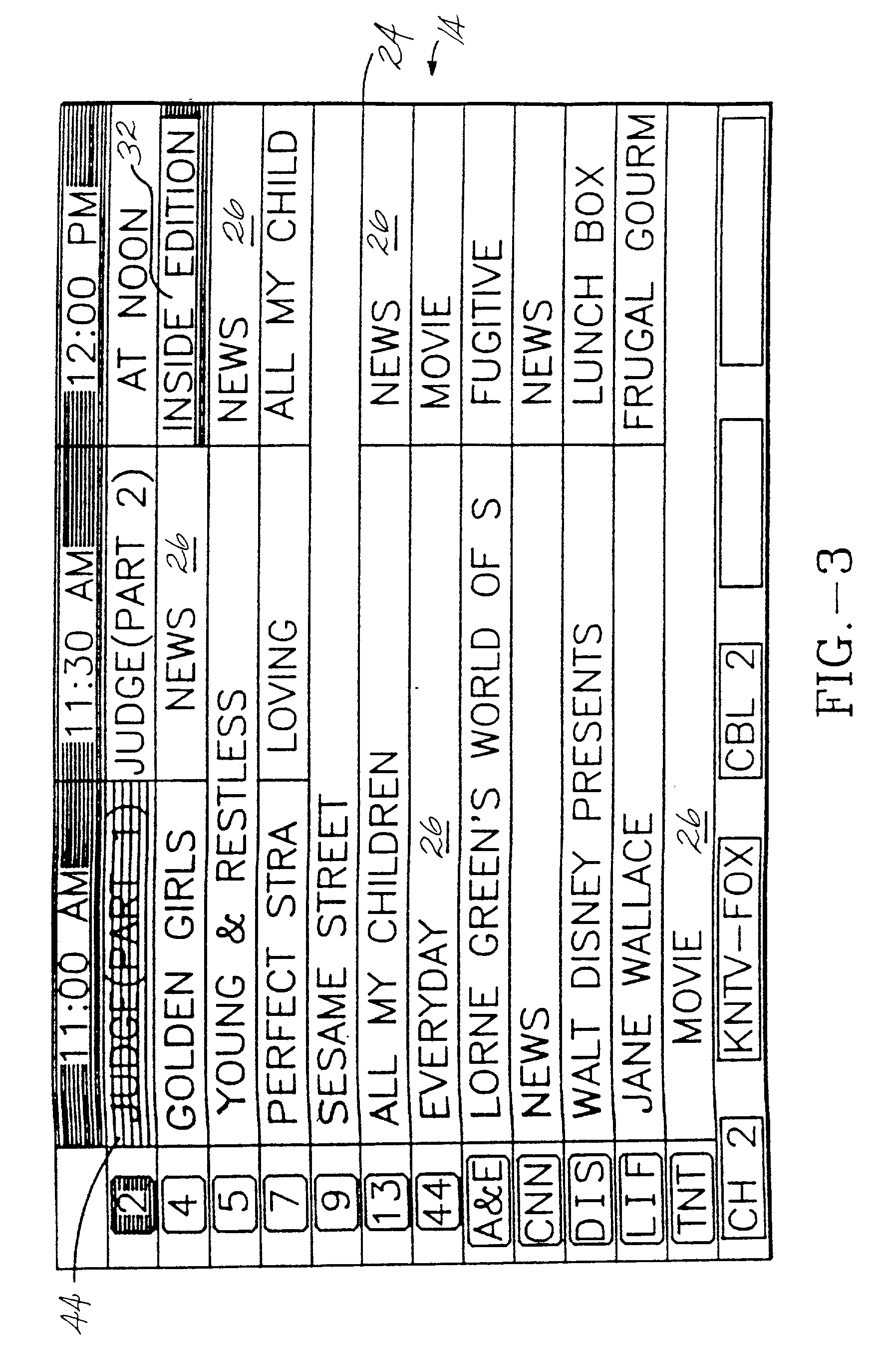 User interface for television schedule system