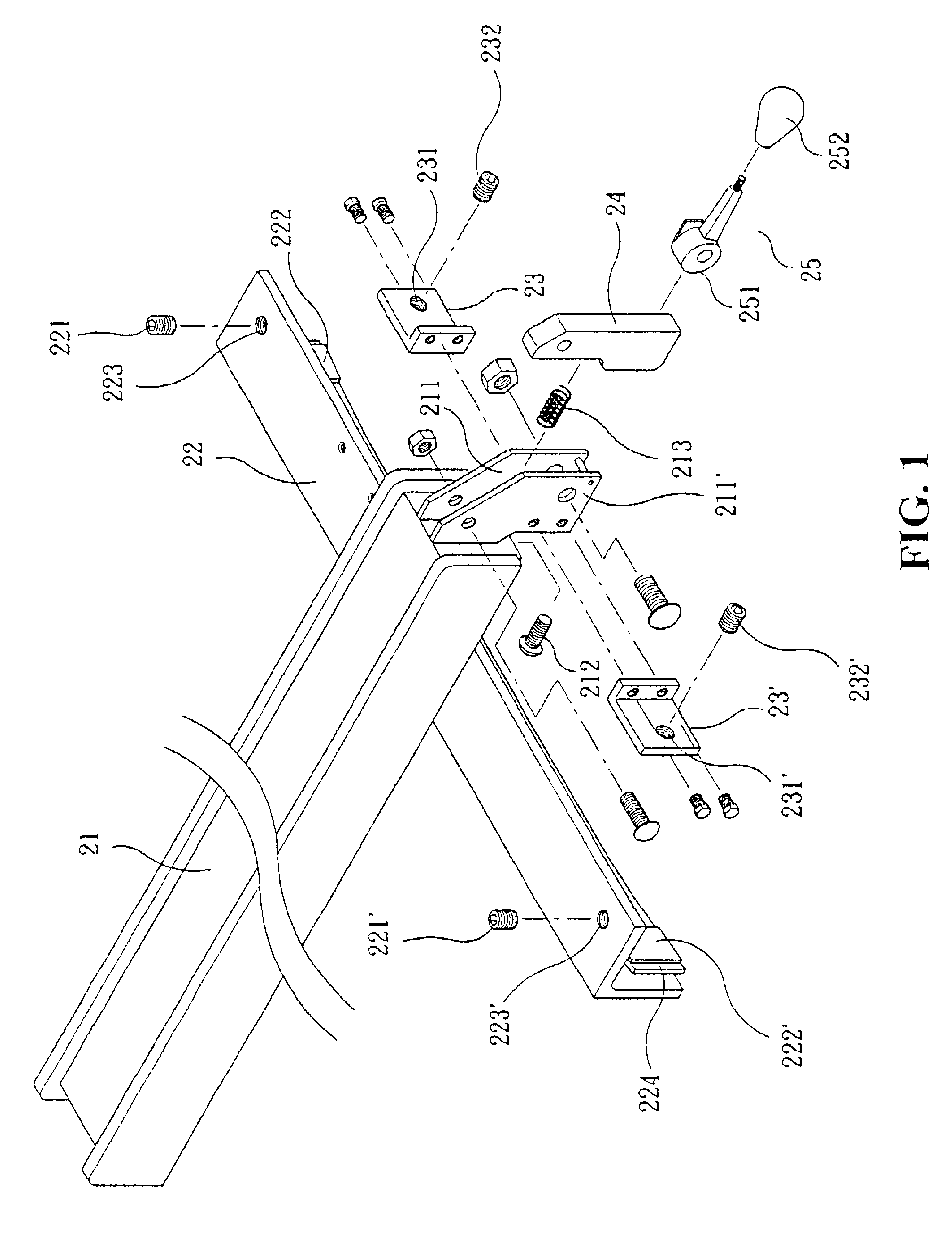 Device for smooth sliding of a positioning rod of a sawing device platform