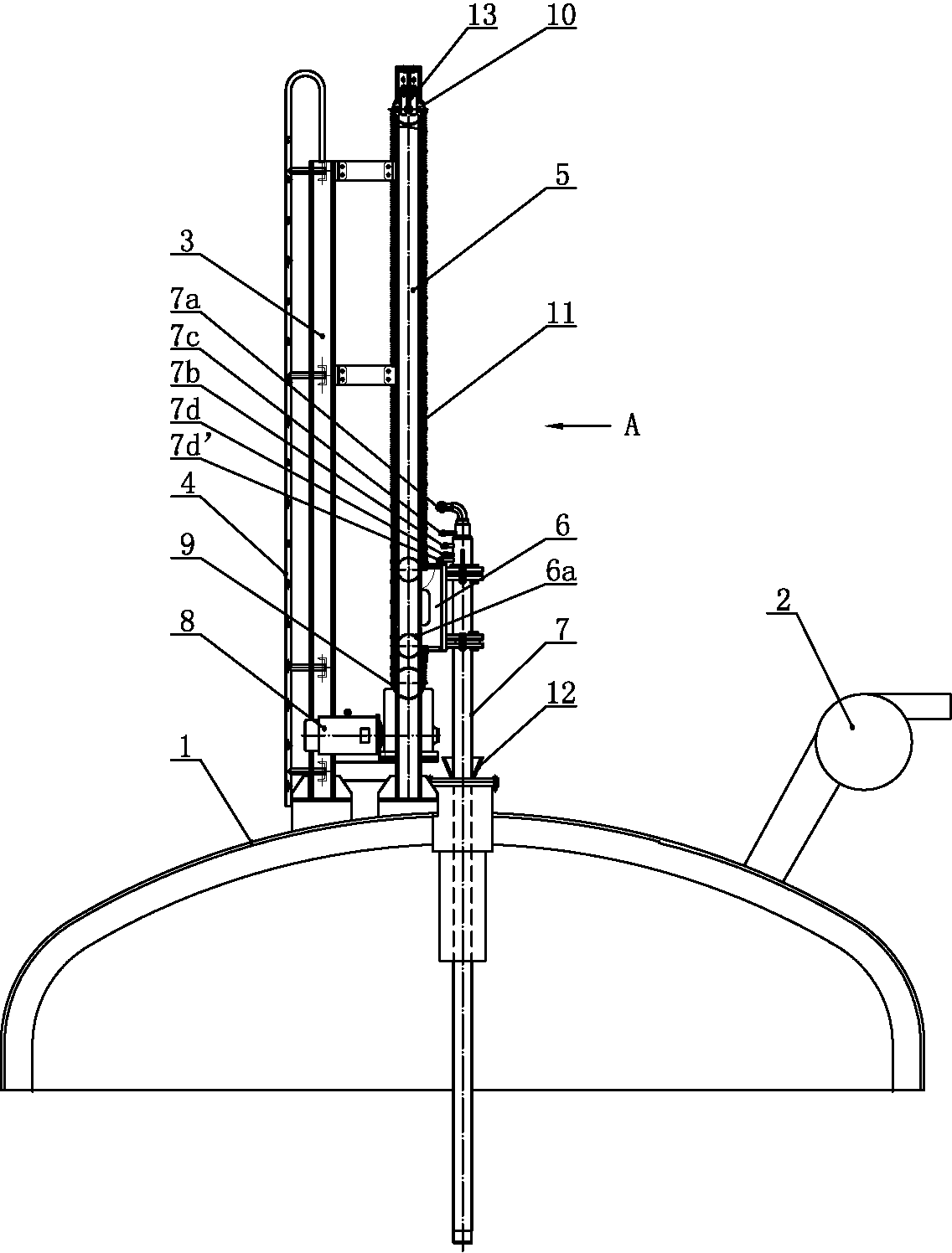 Top oxygen-blowing combustion system for intermediate frequency furnace