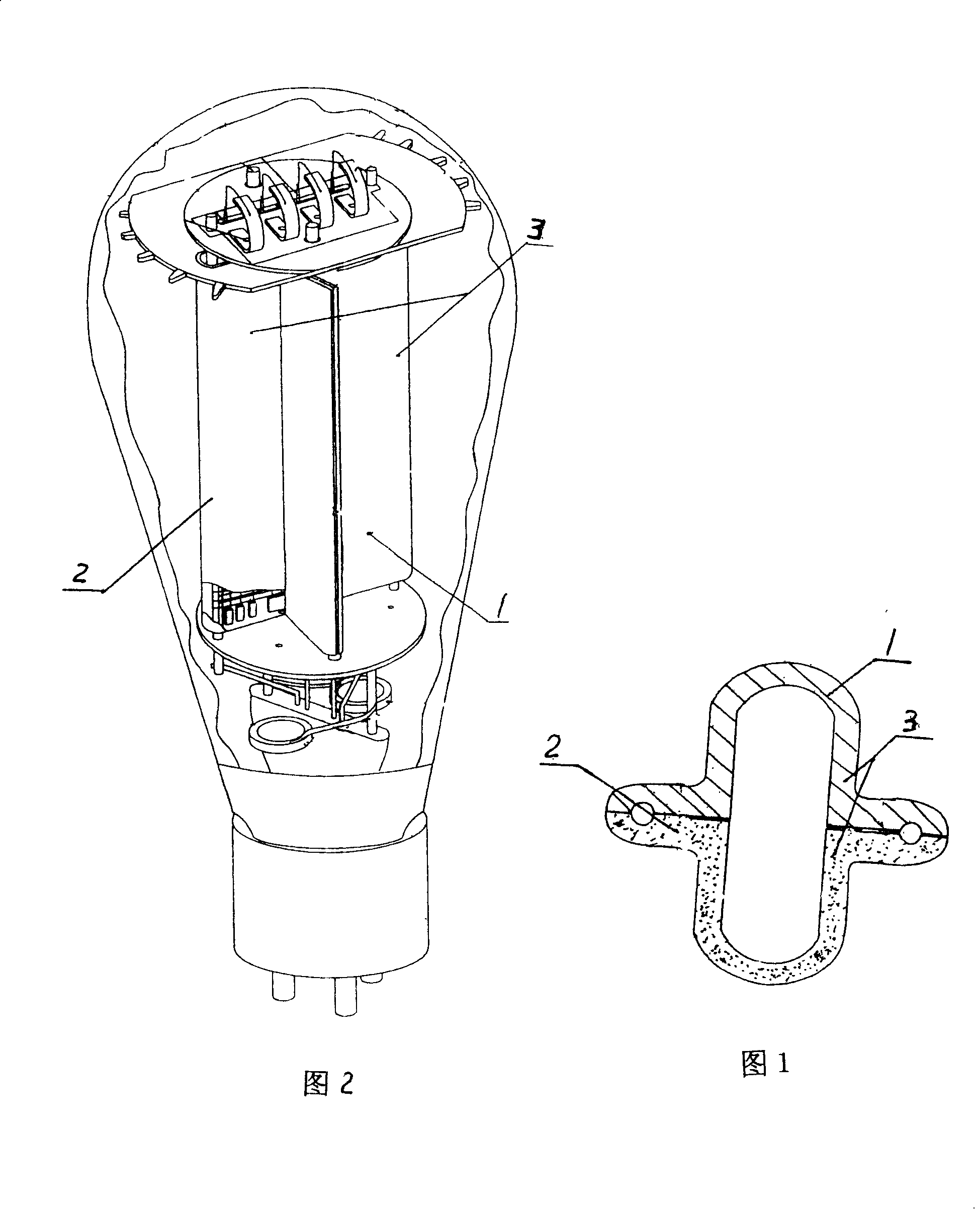 Anode of electronic tube for sound equipment