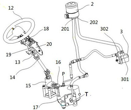 Rear axle steering hydraulic cylinder assembly and steering system