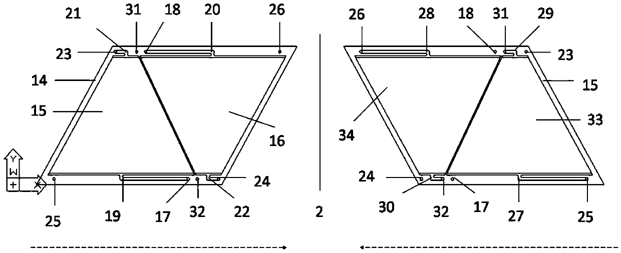 Mono-trapezoid flow battery, poly-trapezoid flow battery and electric pile thereof