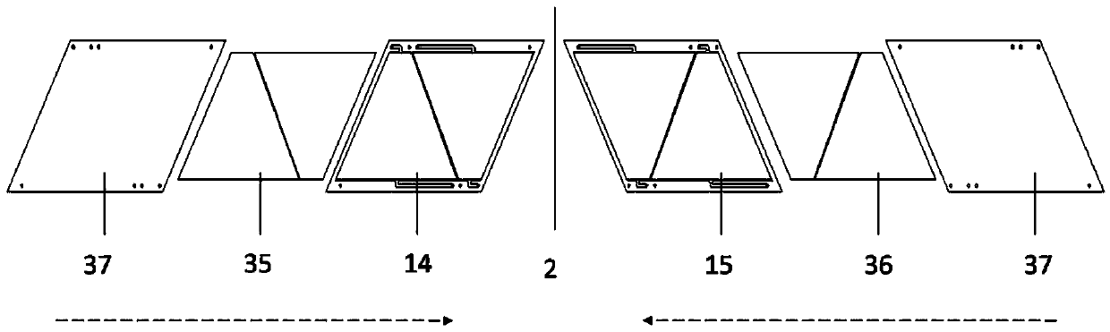 Mono-trapezoid flow battery, poly-trapezoid flow battery and electric pile thereof