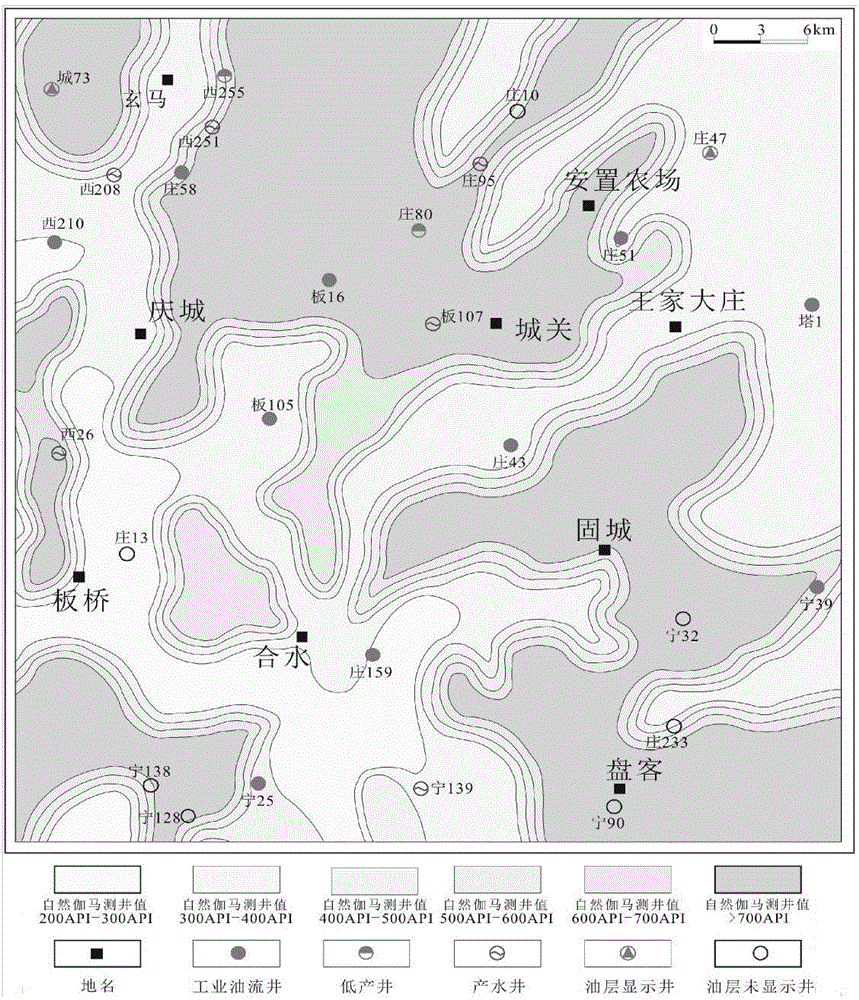 Predicating method for high-gamma sandstones in source rocks