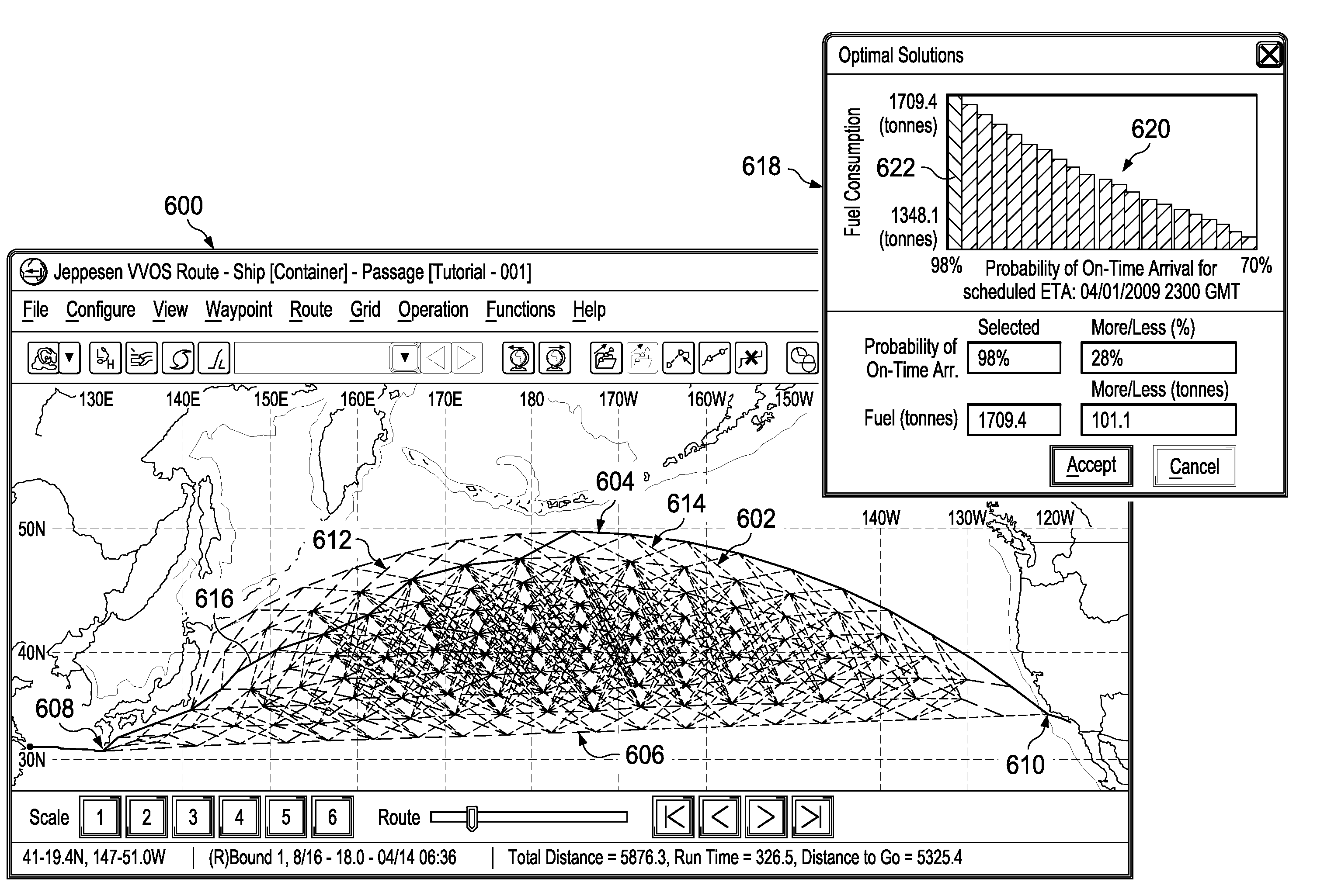 Estimating probabilities of arrival times for voyages