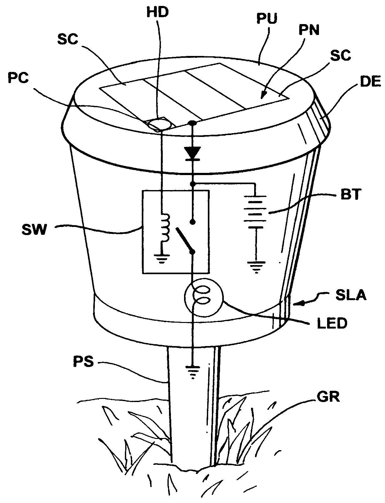 Method and apparatus for adhesively attaching a light collecting reflector to enable a solar light comprising a bendable strap and a light conveying means