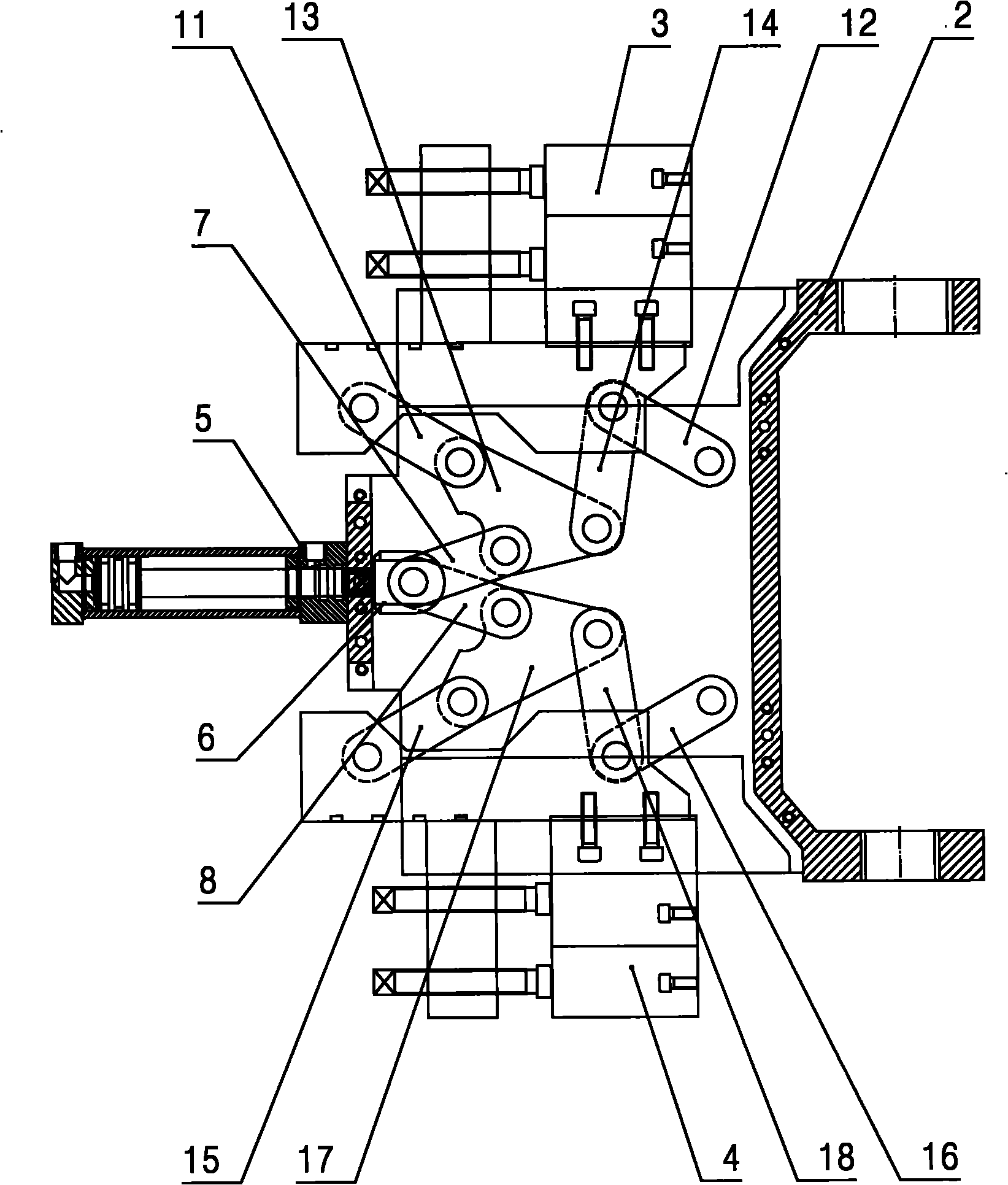 Driving device of upper clamp die and lower clamp die of left-right integrated pipe bending machine