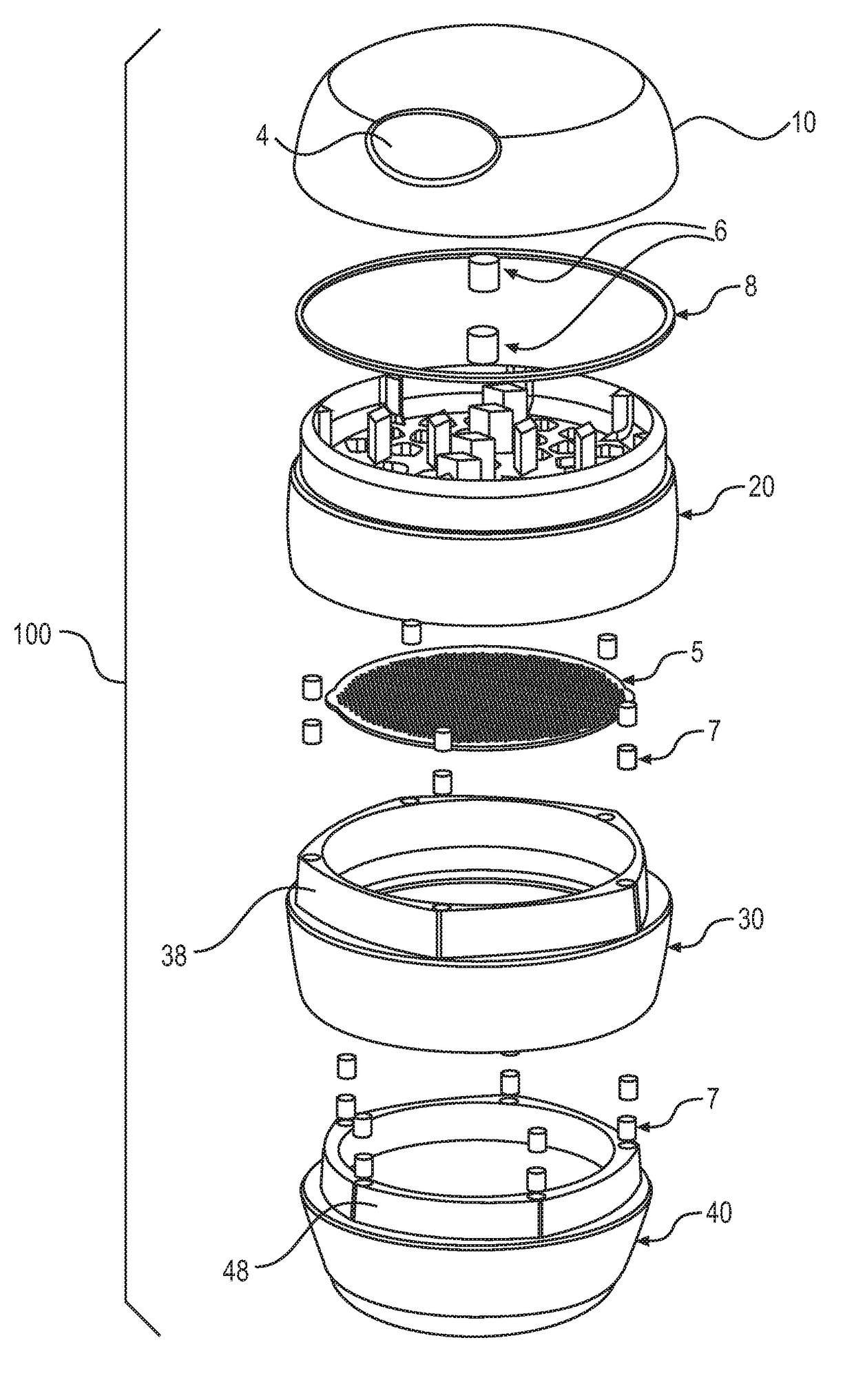 Multi-section herb grinder