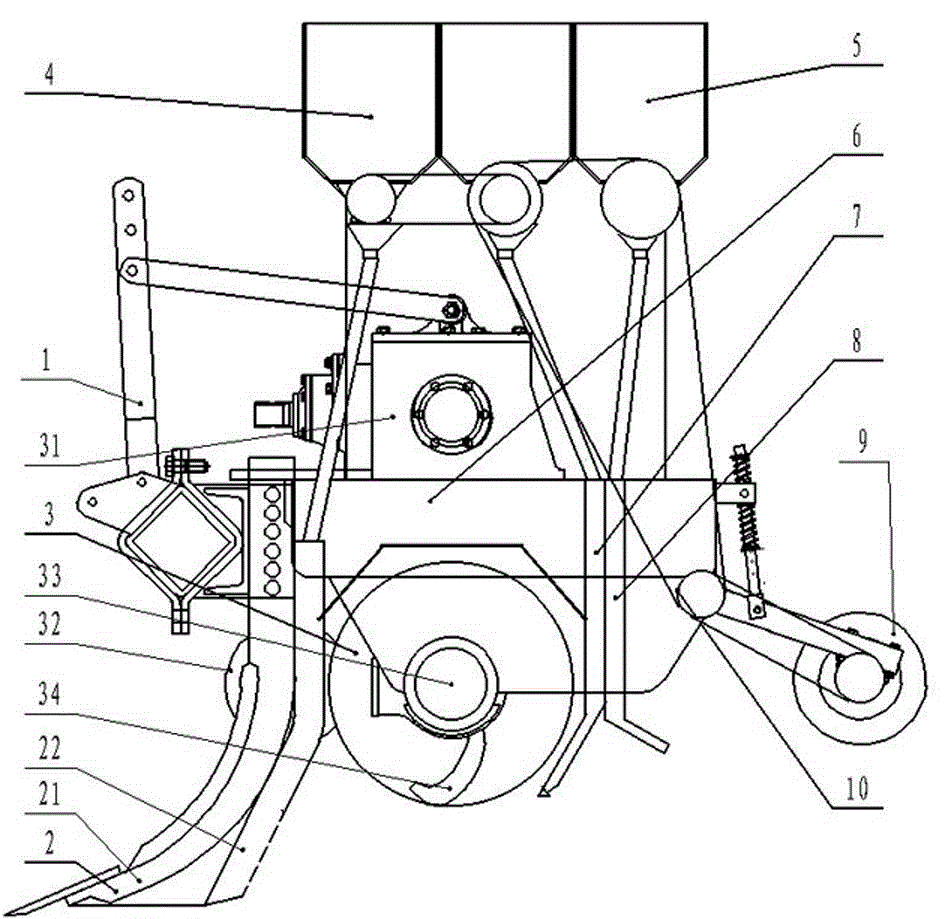 Wheat equal-depth broadcast sowing and under-seed equal-depth fertilizer spreading method