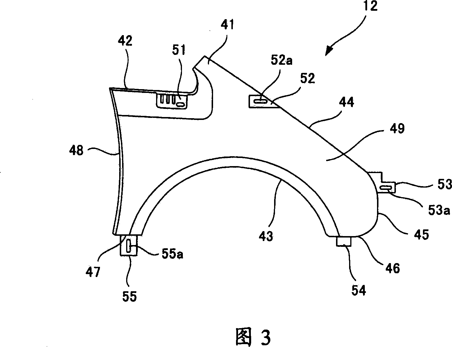 Mounting structure for resin mudguard