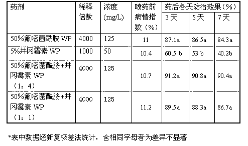 Fungicide composition of fluoride containing ether bacteria amide and validamycin