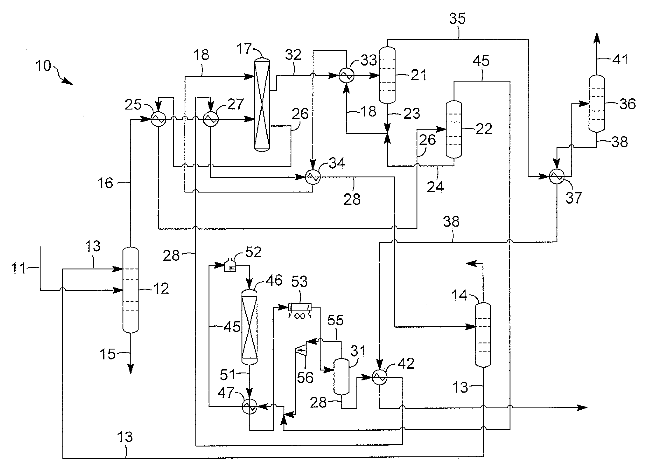 Low temperature process for recovering and producing para-xylene and heat exchange network therefore