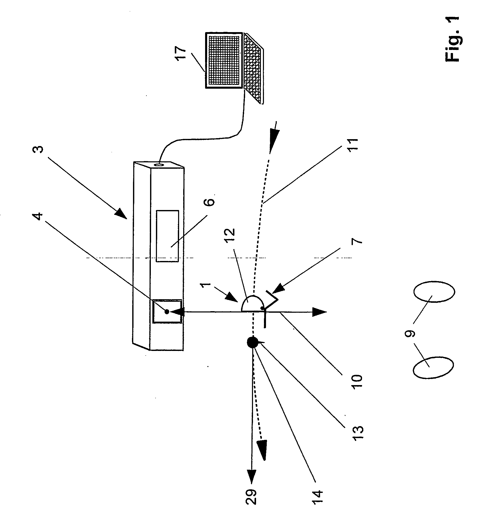 Measuring device for measuring hitting parameters of a golf club and associated calibration device