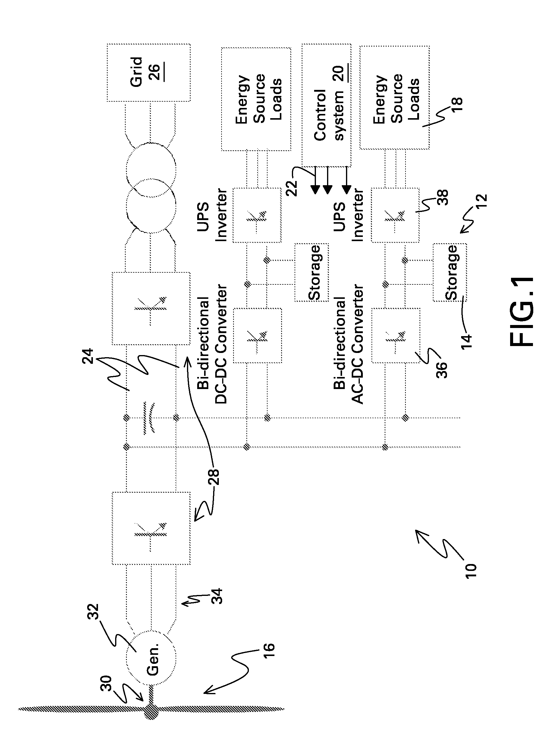 Wind turbine energy storage and frequency control