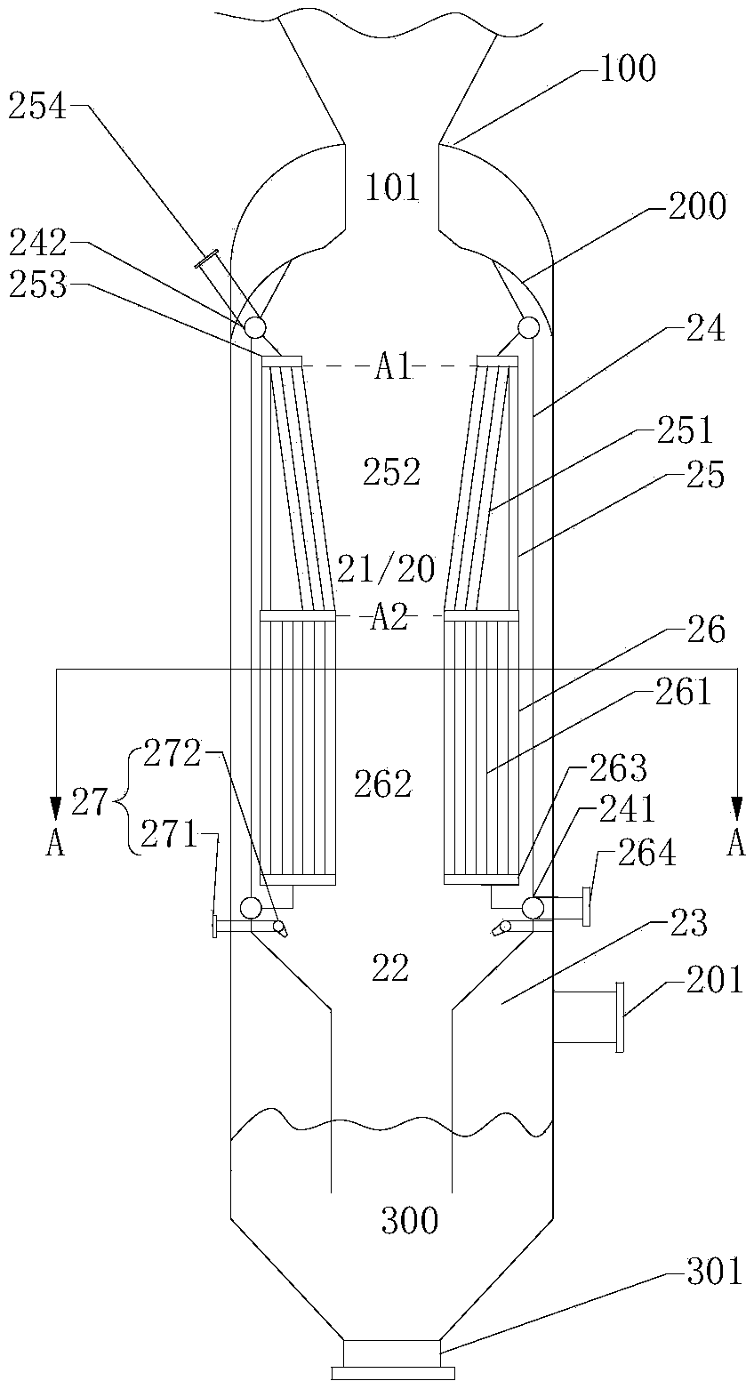 Radiation waste boiler chilling integrated sensible heat recovering device