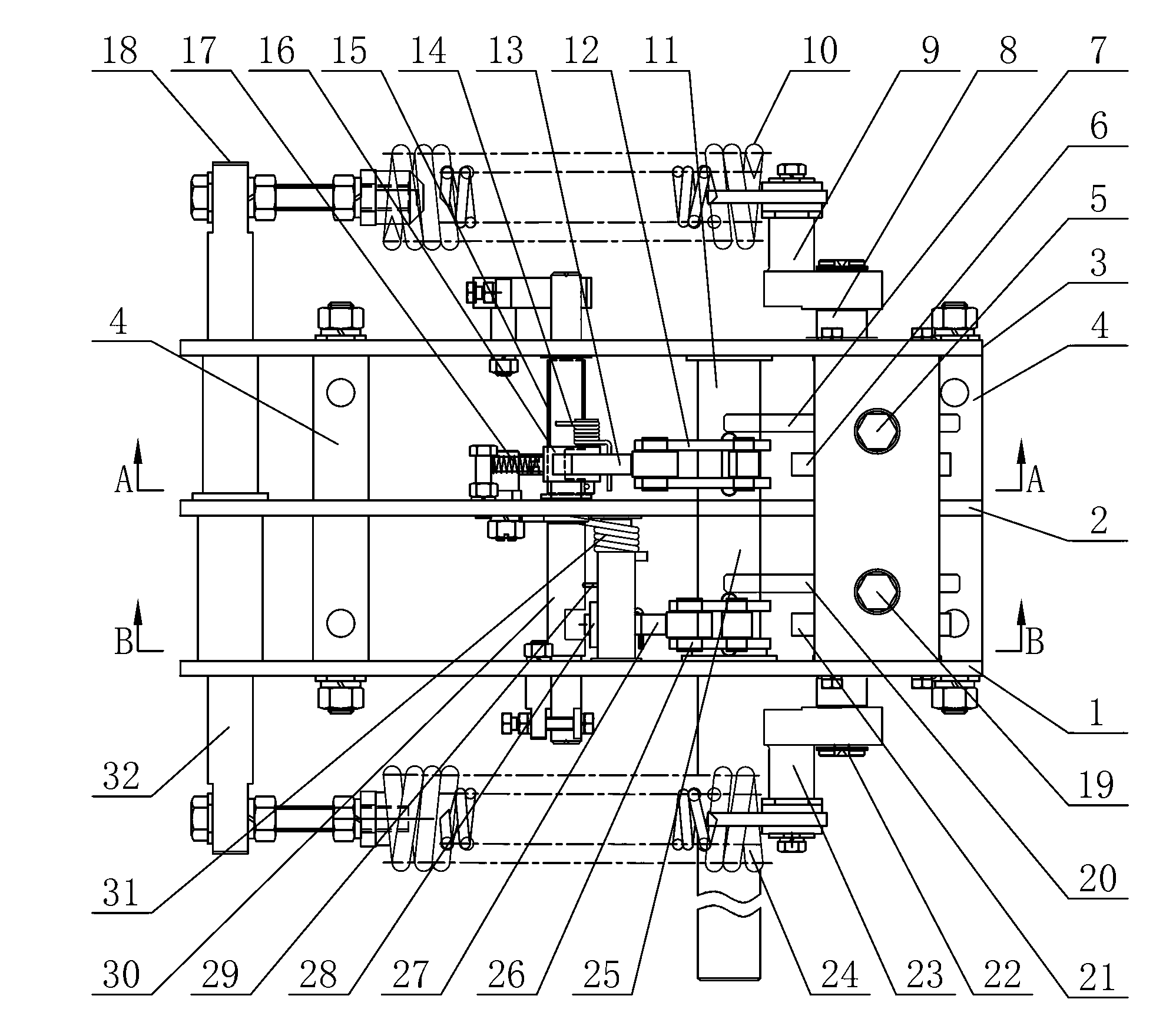 Switch on-off spring operating mechanism of grounded switch and isolation switch