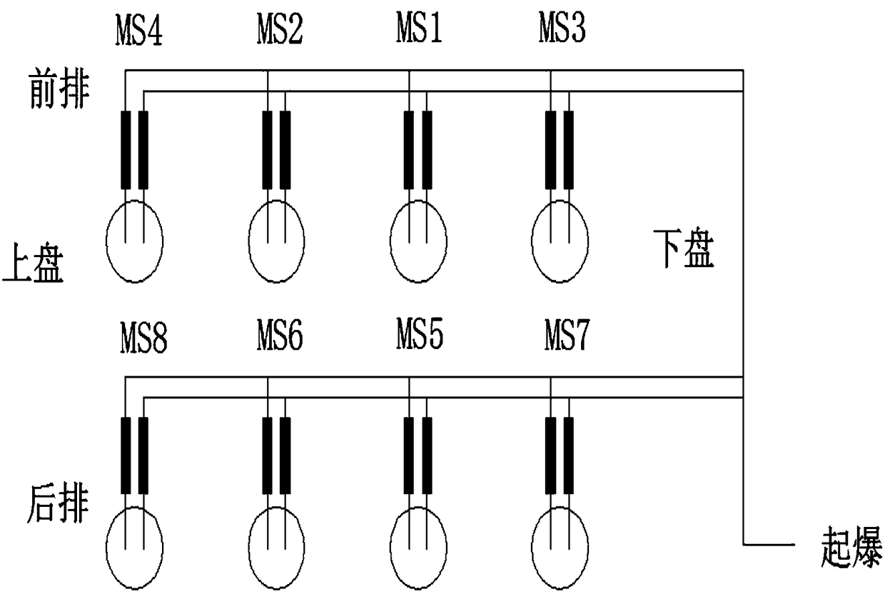 Large-section-height multi-row micro-difference extrusion blasting method