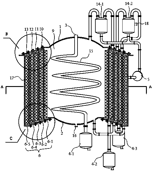 Novel multiple-effect evaporation device