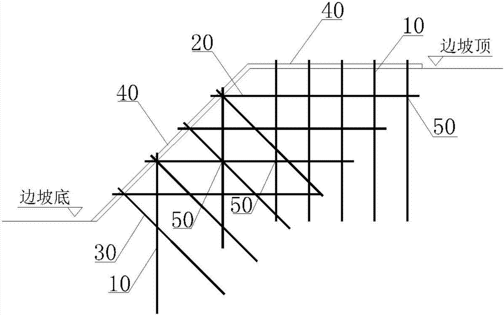 Net-shaped supporting and retaining structure of deep soil filling slope