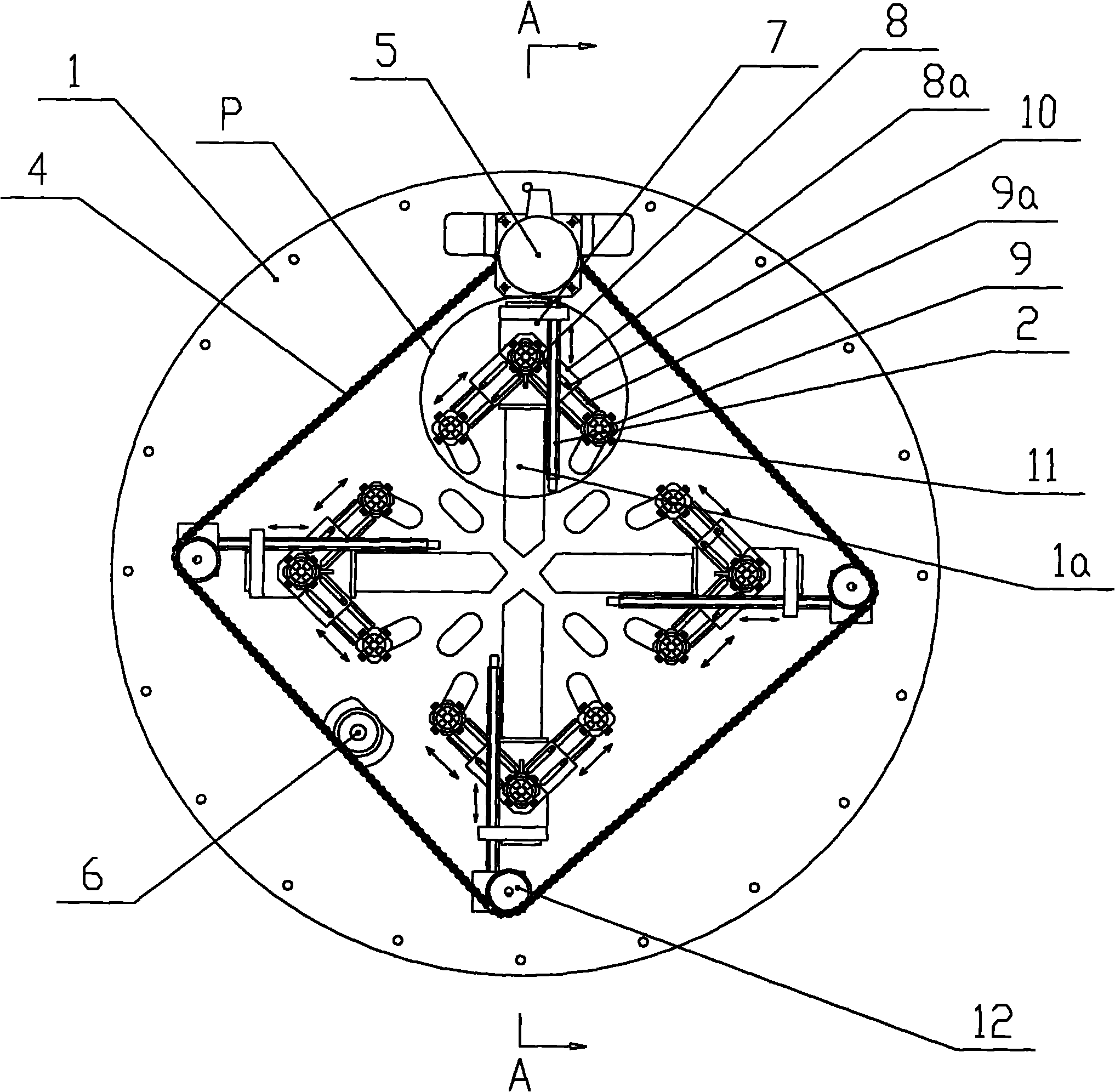 Automatic adjustment mechanism for main bar position of numerical control square reinforcement cage forming machine