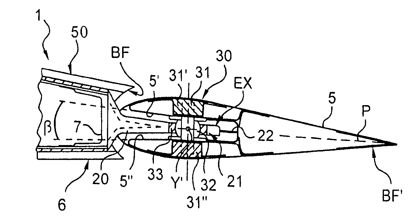 Rotorcraft blade provided with a tiltable flap and a fastener tongue