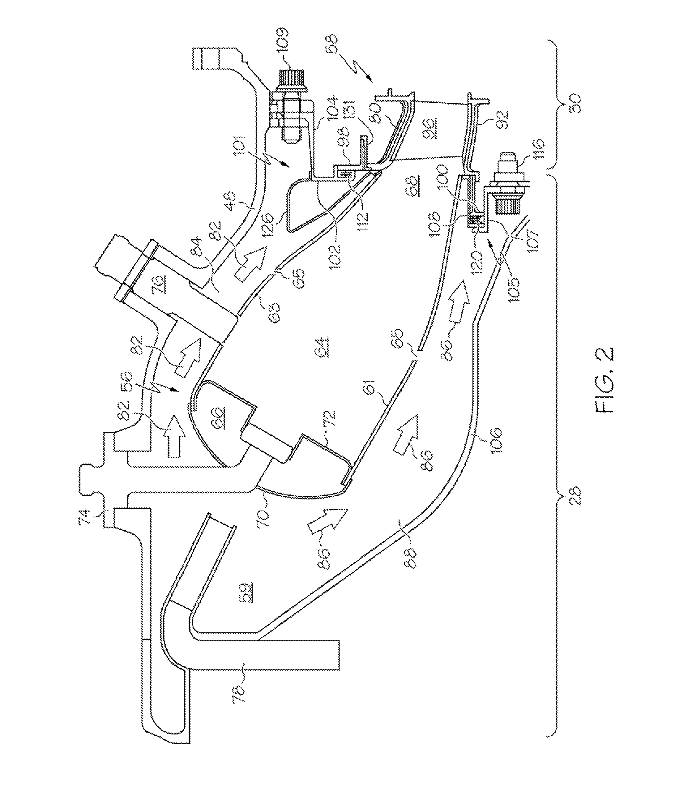 Turbine nozzle assembly including radially-compliant spring member for gas turbine engine