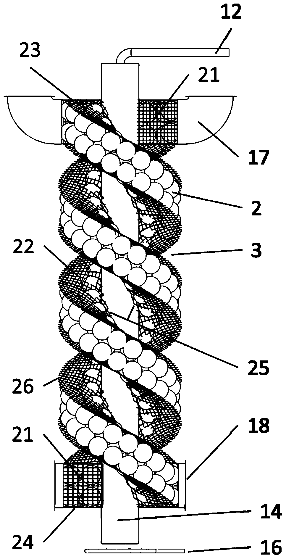 A spiral bed biofilm reactor for sewage treatment