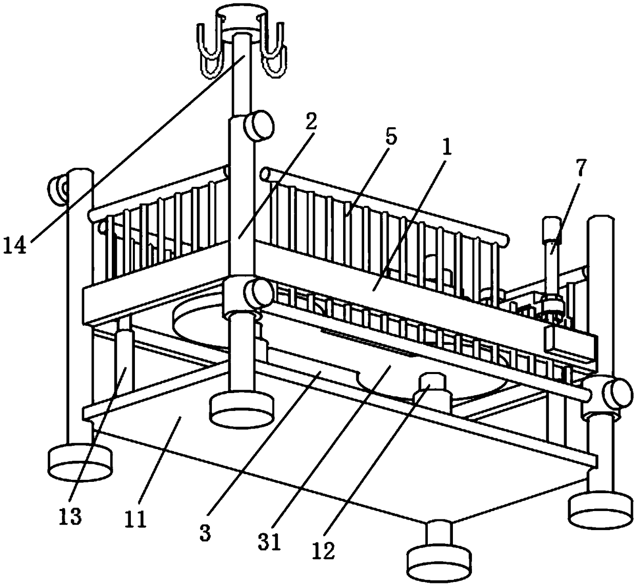 Multifunctional rehabilitation nursing bed for pediatric department