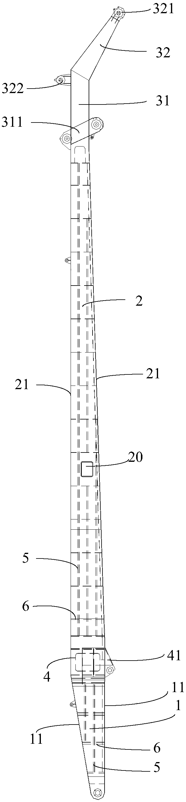 Cantilever crane of oil cylinder amplitude-changing crane