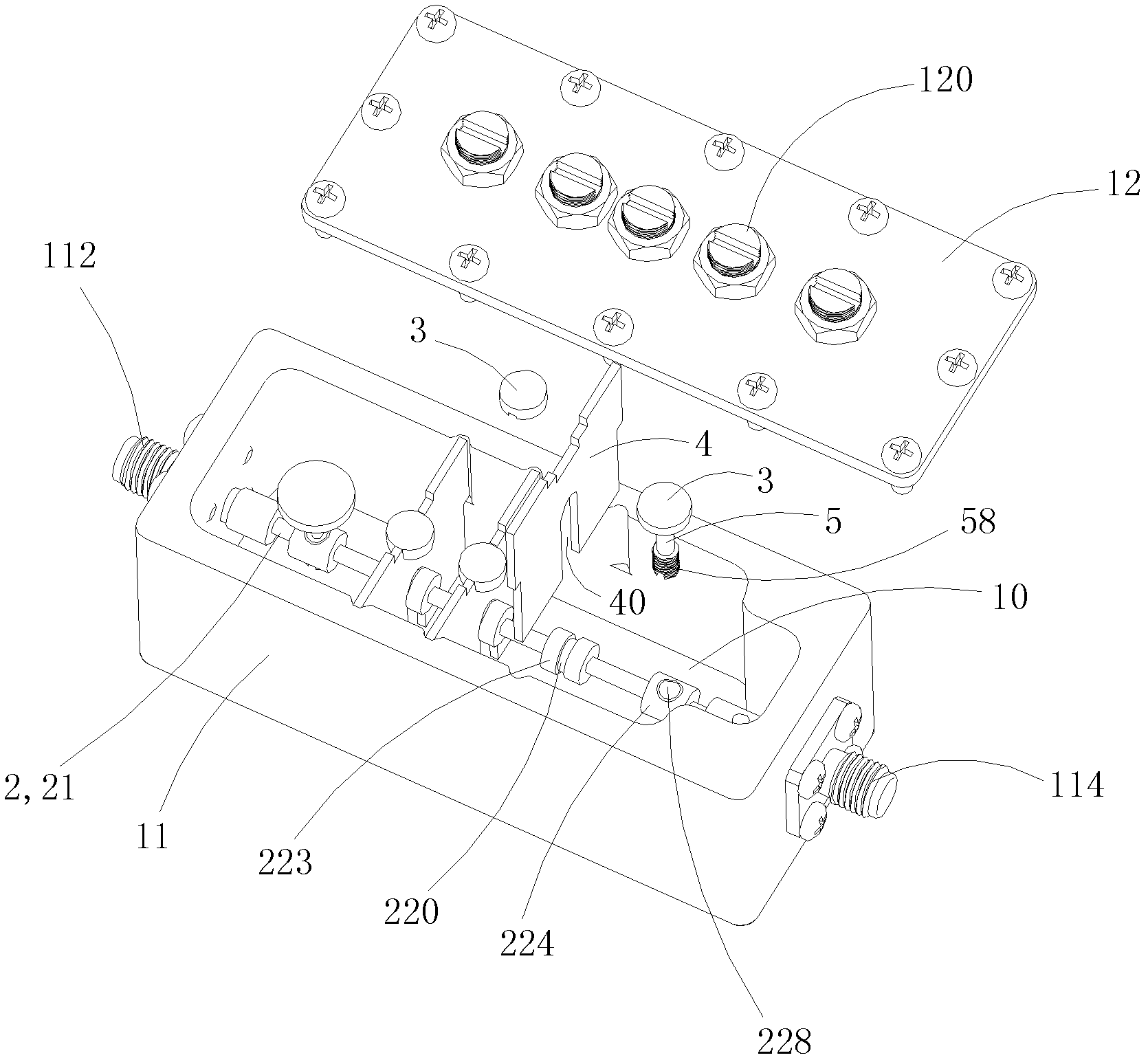 Communication cavity device and elliptic function low-pass filter path