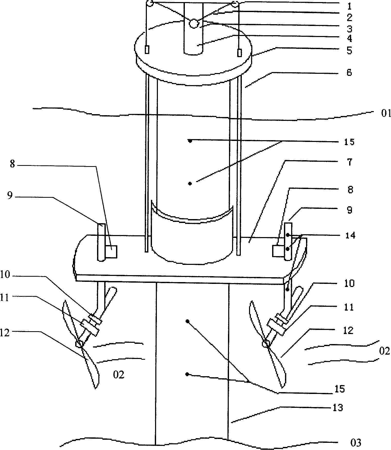 Automatically-adjustable power generation device from sea current