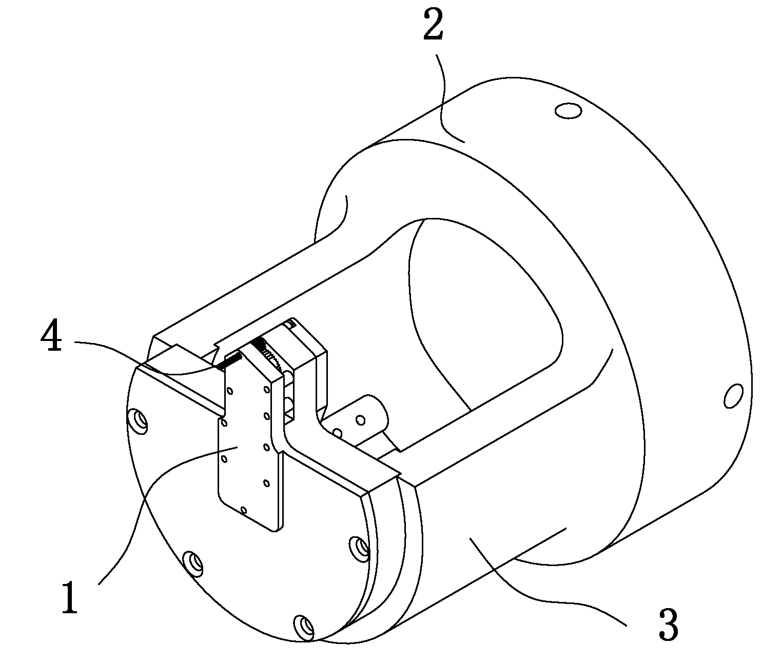 Machining device for drilling and tapping inside small space