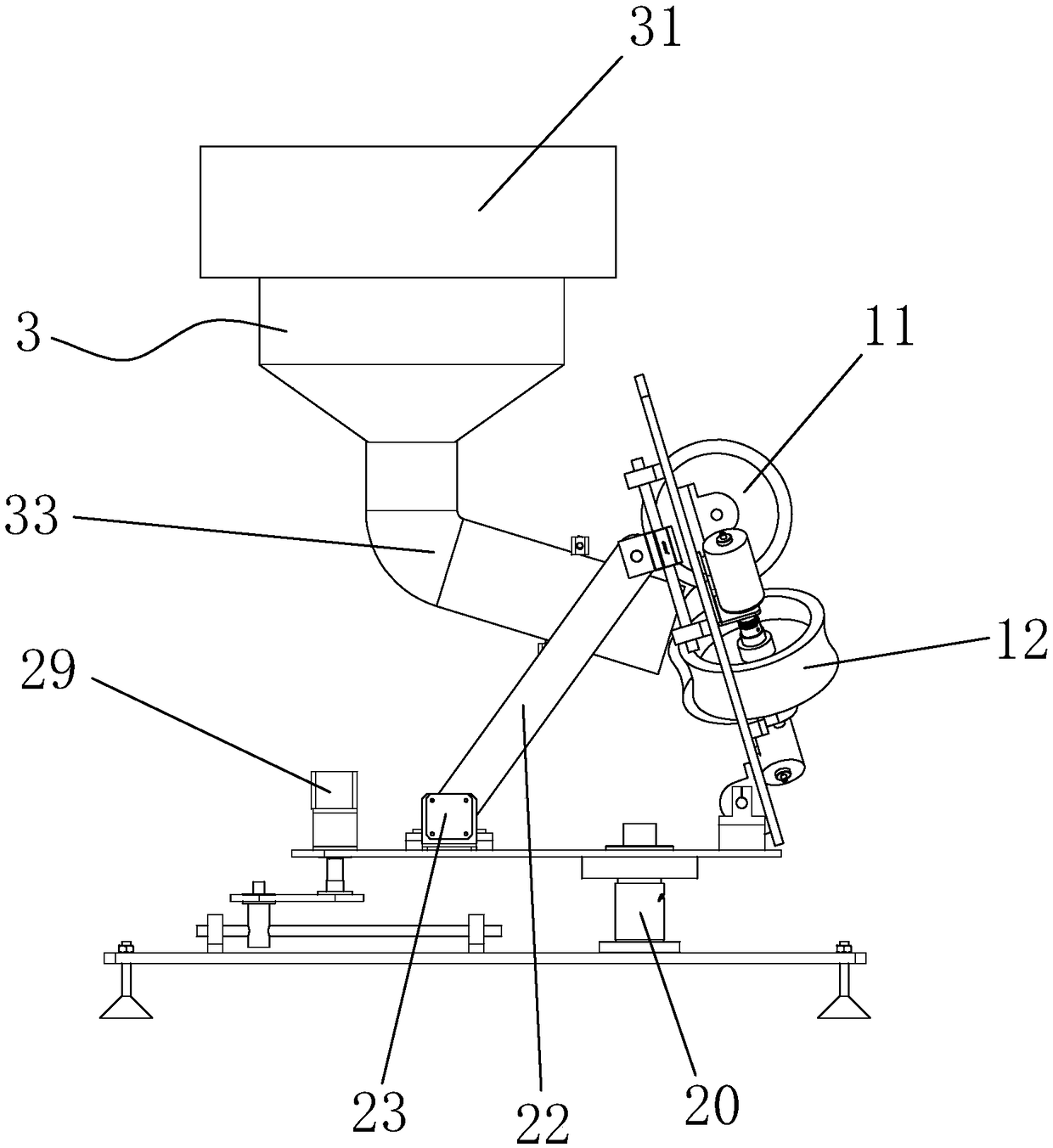 Multifunctional three-wheel ball serving machine