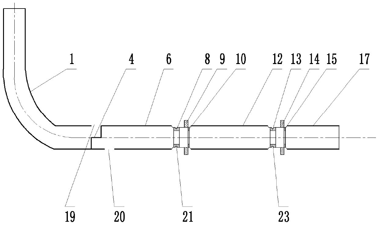 Long well section sectional gravel filling tubular column for horizontal well and technique of long well section sectional gravel packing tubular column