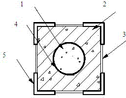 Steel rib-steel tube glass concrete combined column