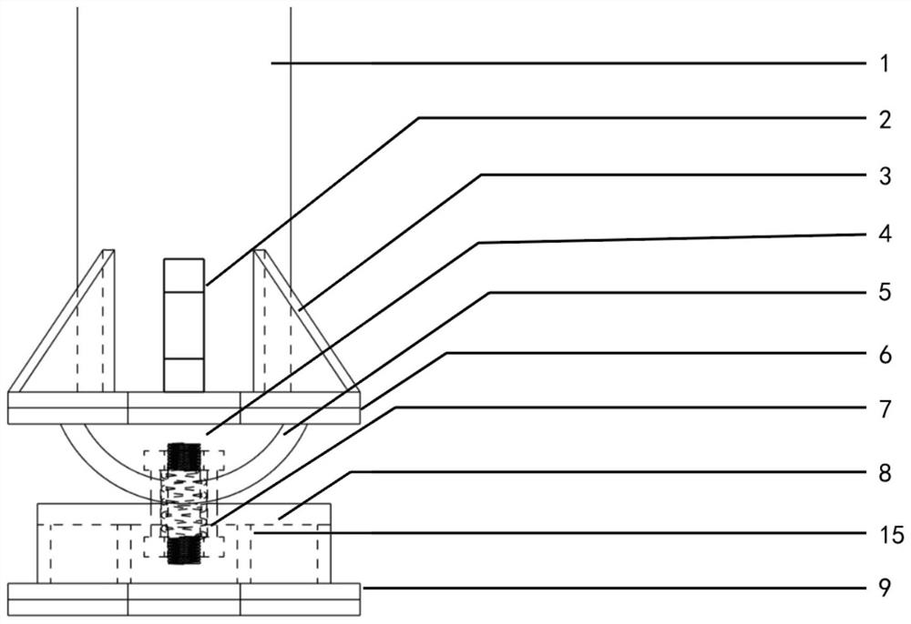 Flexible steel column hinged support capable of limiting amplitude and rotating universally