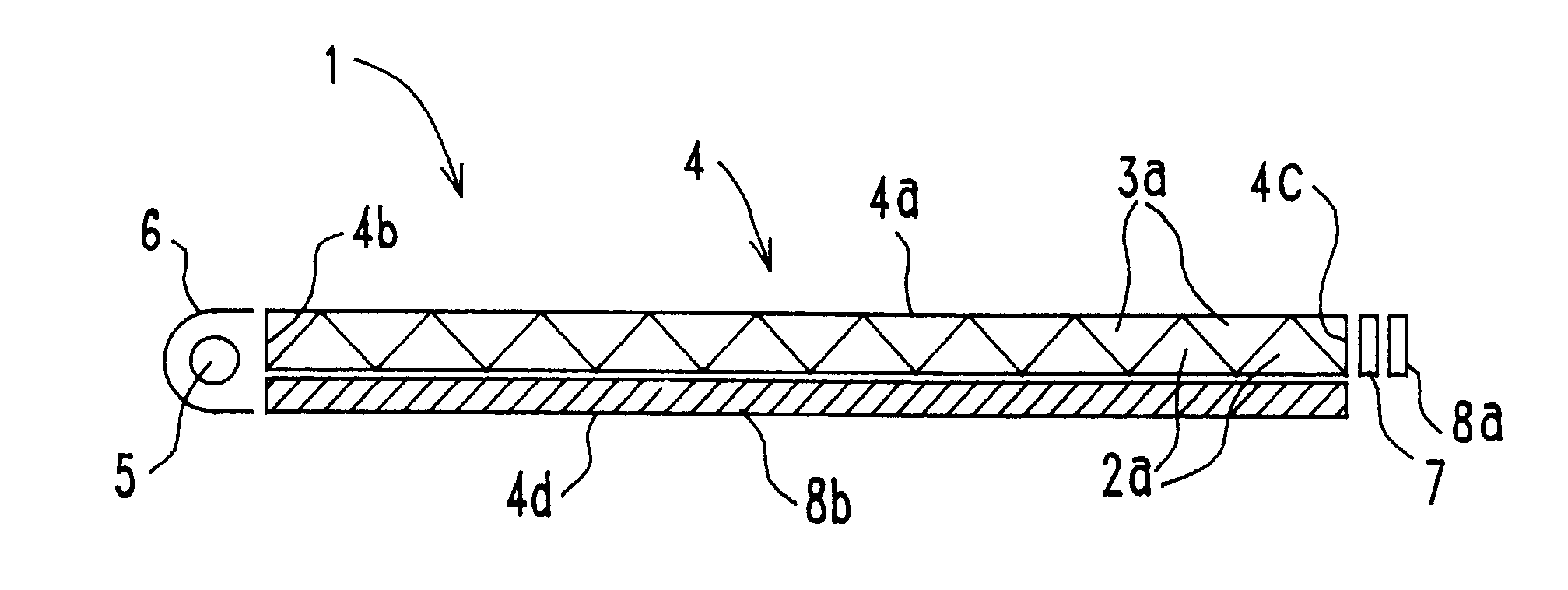 Planar light source device having polarization separator formed of two sheets with mating triangular prisms and different indices of refraction