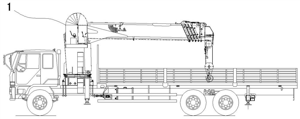 Safety type hoisting operation room with folding top cover for truck with loading crane