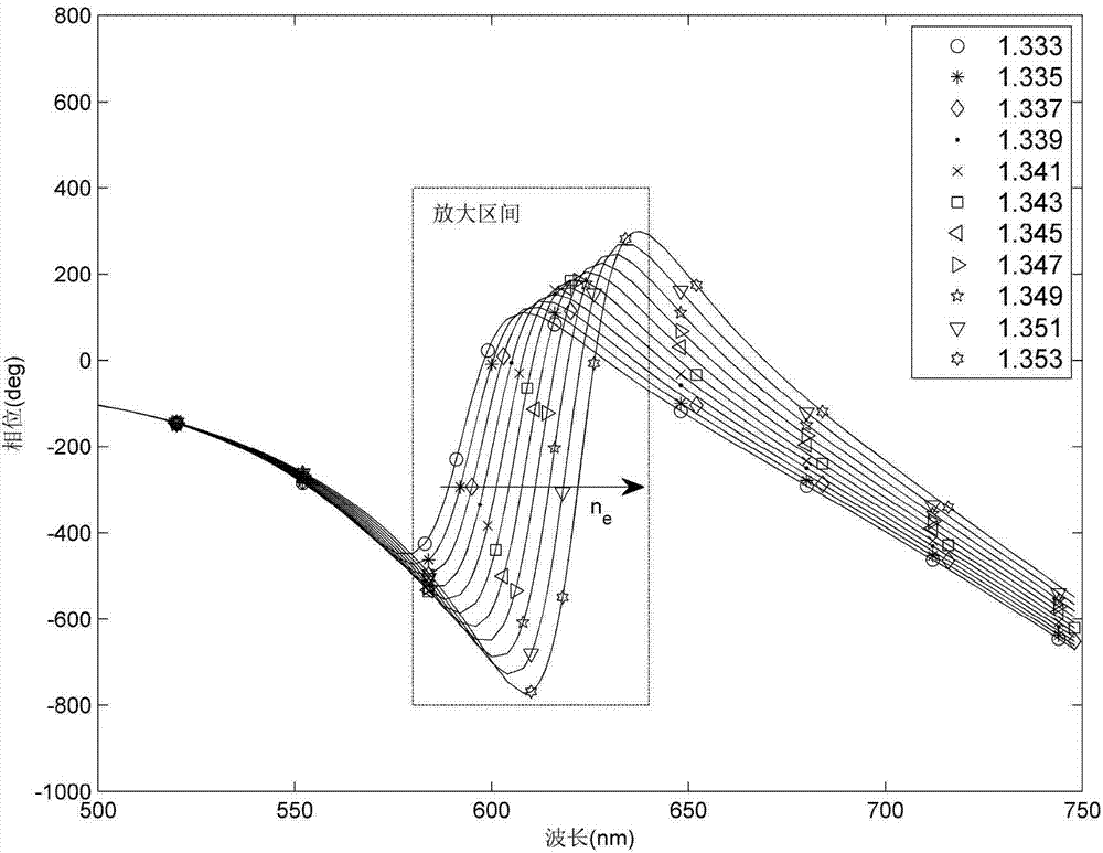 Optical fiber surface plasma resonance sensor, detection system and method