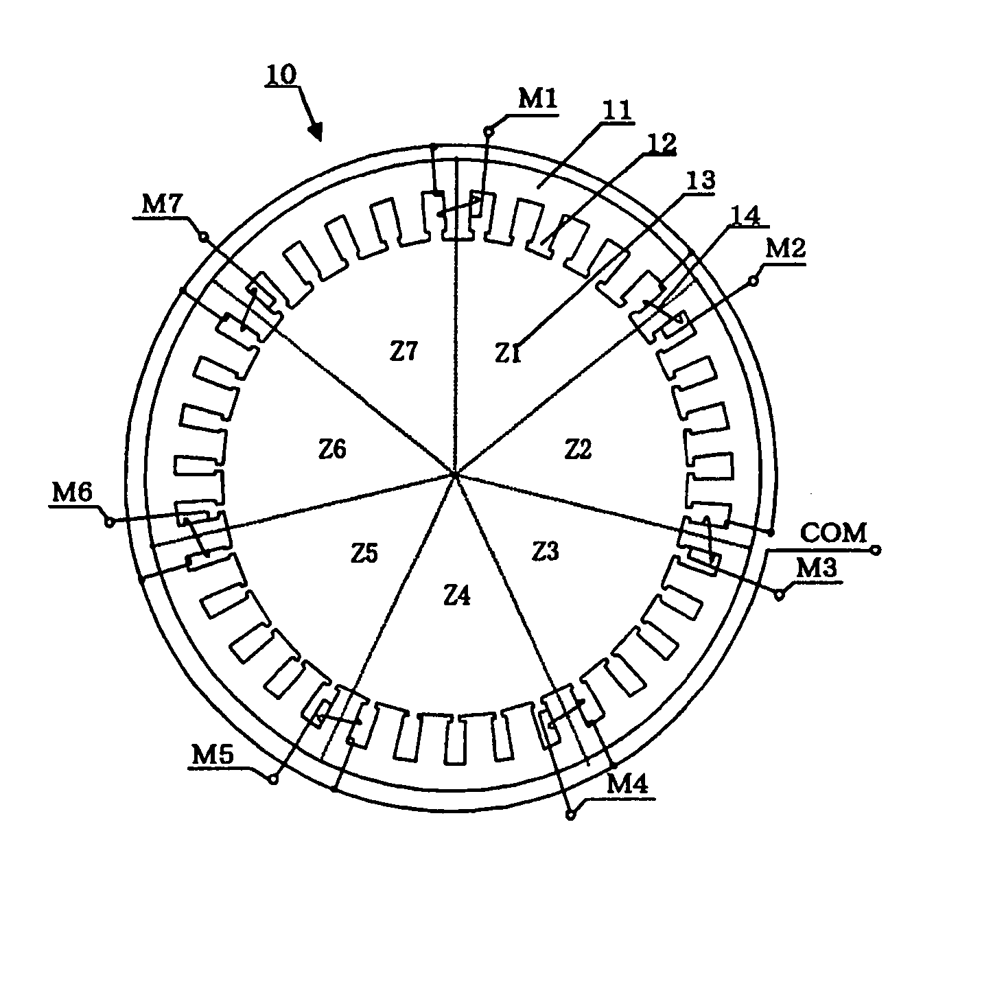 Variable reluctance resolver including rotor with multiple detection portions