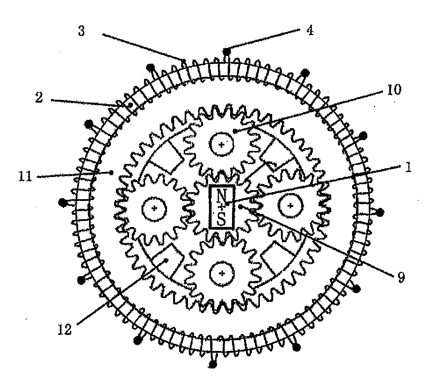 Planetary geared motor and dynamo