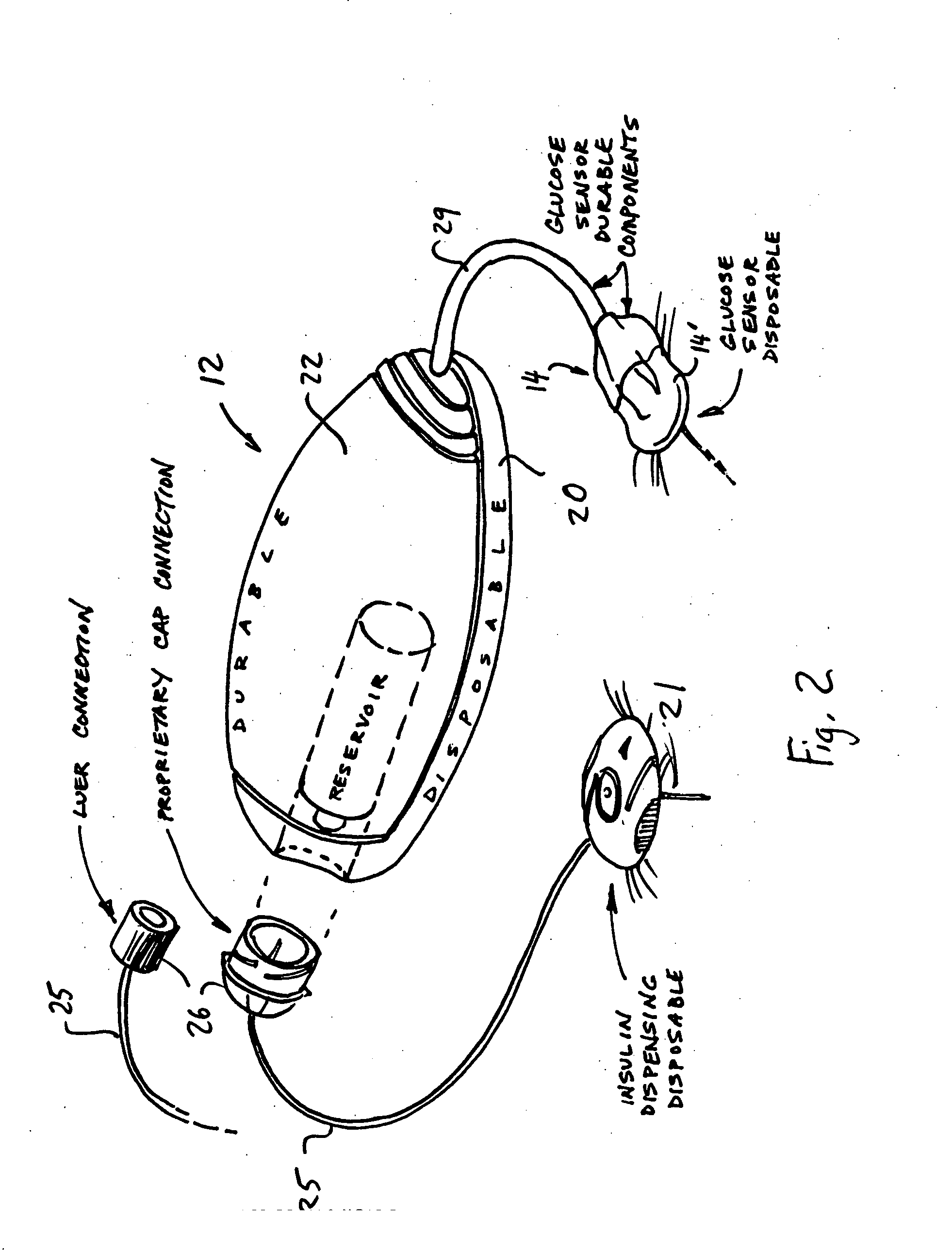 Infusion device and method with disposable portion