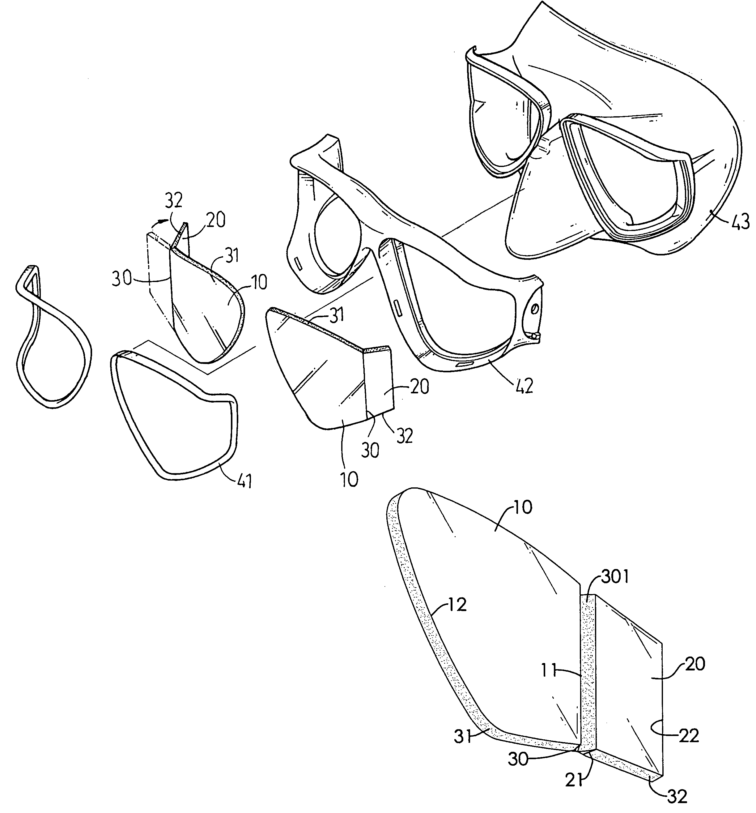 Protective lenses with a flexible gasket assembly