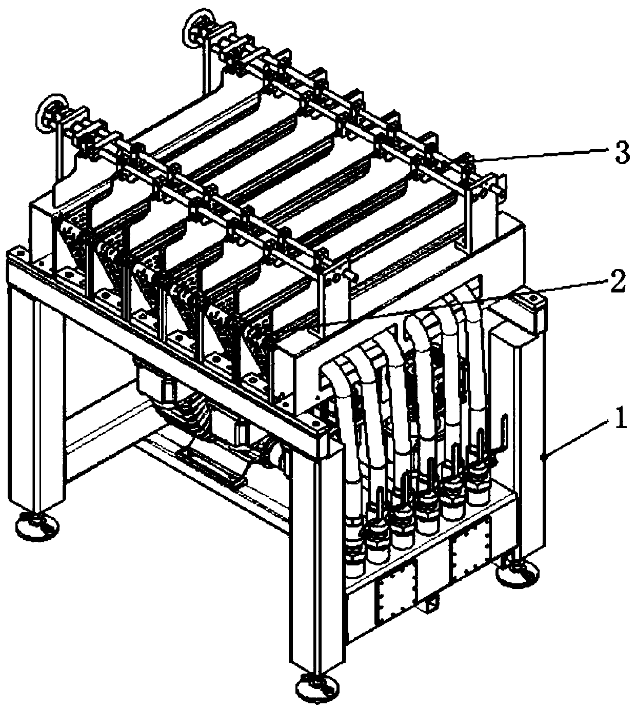 Tissue packaging machine material arrangement device capable of realizing accurate discharge