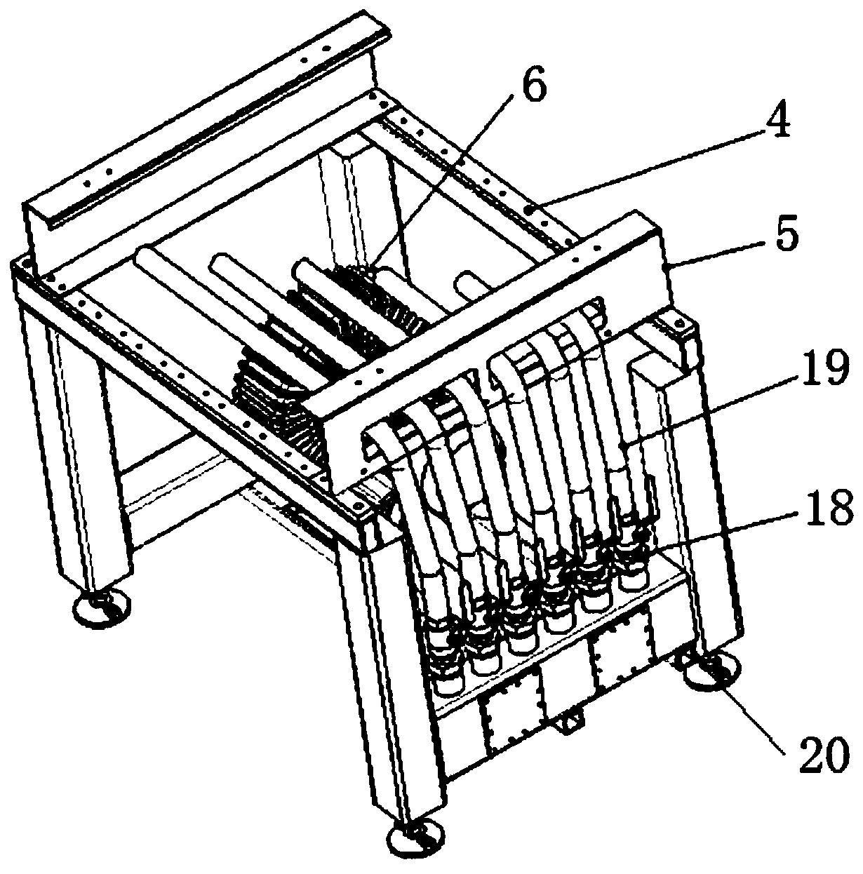 Tissue packaging machine material arrangement device capable of realizing accurate discharge