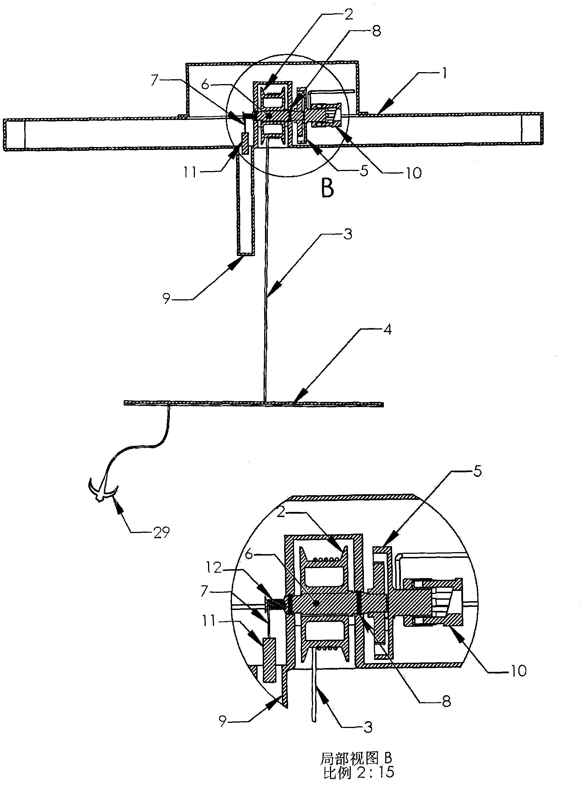 Wave power generating system with floating-body-based rope pulley